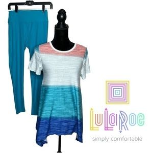 LulaRoe Melissa tee & Legging Outfit. Top is Extra Small. O/S leggings